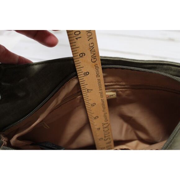 MultiSac Crossbody Purse Green Faux Leather Adjustable Strap Pockets Zippers - Picture 16 of 16